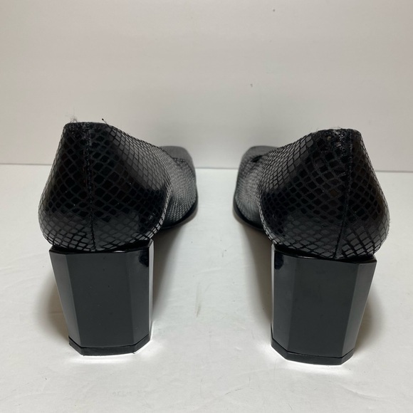 Stuart Weitzman Black Leather Square Toe Heels Pumps.Size 7.5 - Picture 5 of 15